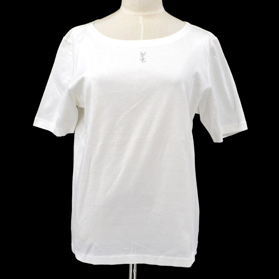 Yves Saint Laurent T shirt Tops White Cotton Rhinestone m Sn52