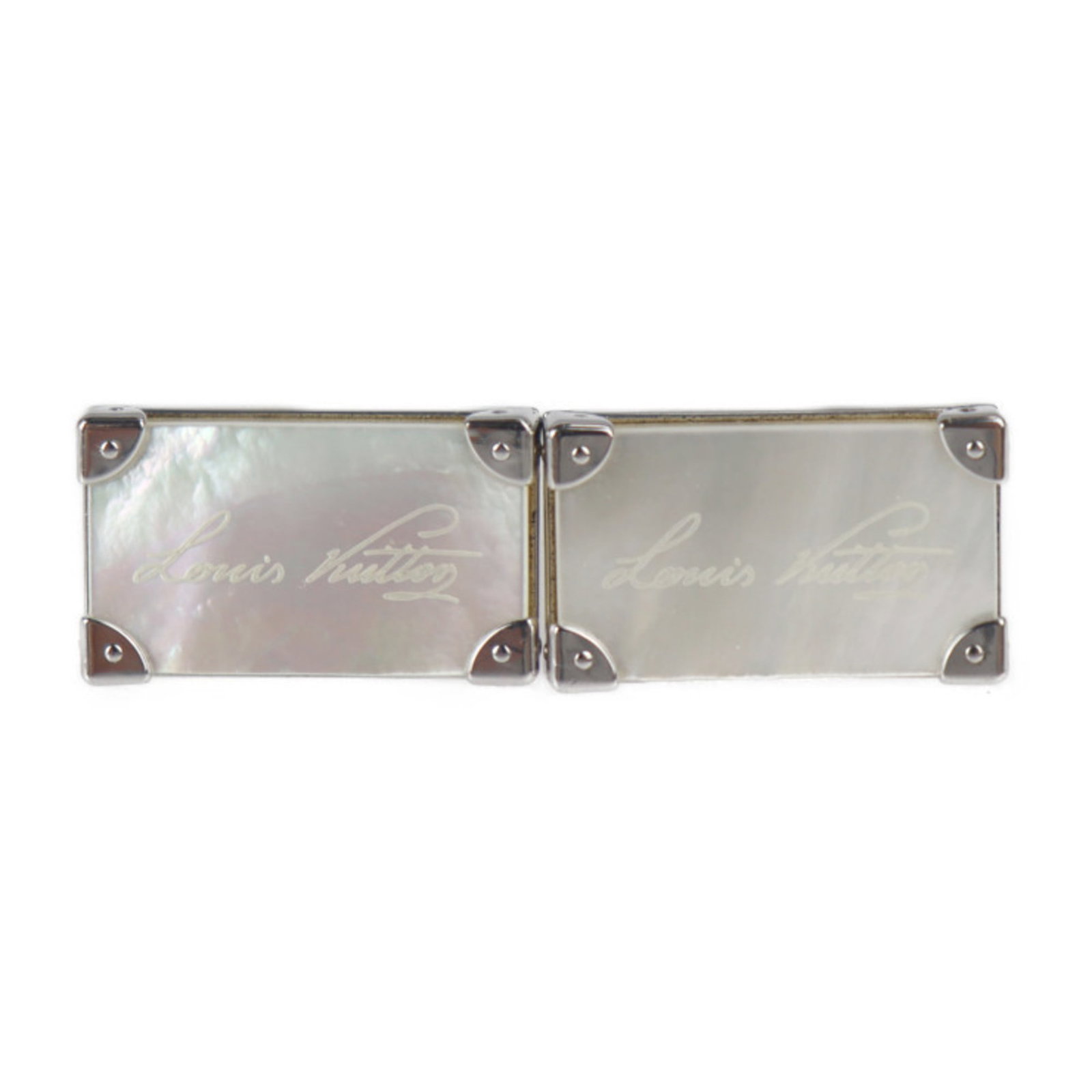 LOUIS VUITTON Louis Vuitton Bouton de Manchette Senior Tulle Cufflinks M65738 Ag925 Silver Shell: LOUIS VUITTON Louis Vuitton Bouton de Manchette Senior Tulle Cufflinks M65738 Ag925 Silver Shell White Mother of Pearl with Damier Case Brand: Louis Vuitton Line: Damier Model: Bouton de manchette sen