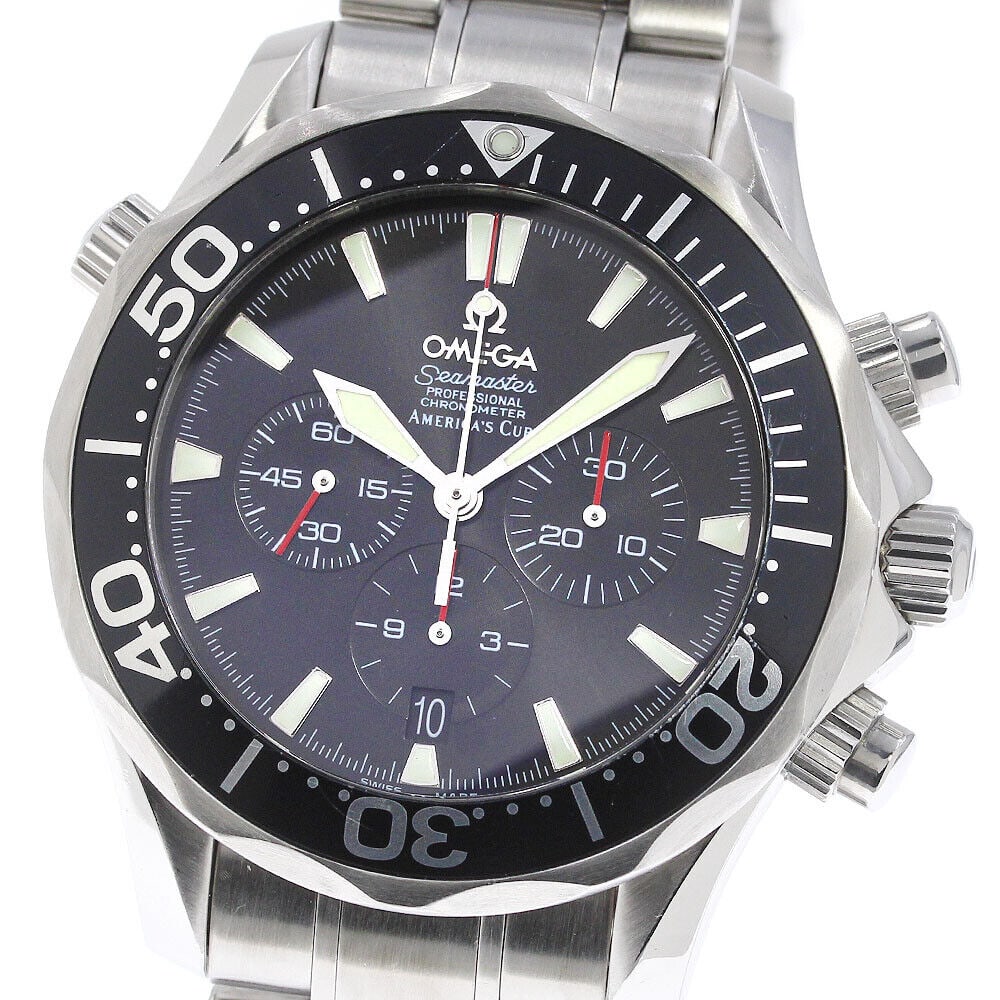 OMEGA 2594.50 Seamaster 300 Americas Cup Mens Watch: OMEGA 2594.50 Seamaster 300 Americas Cup Mens Watch Type: wristwatch condition rank Body rank B belt trunk AB+ Product condition Glass slight scratches Case slight scratches Bezel some light scratches