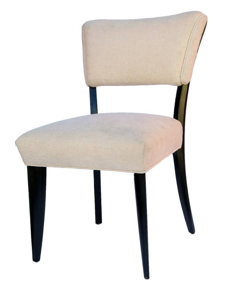 Paul Laszlo Black Lacquer Knife-Leg Dining Set for Brown Saltman: Paul Laszlo Black Lacquer Knife-Leg Dining Set for Brown Saltman Creator: Brown Saltman (Designer) Paul Laszlo (Designer) Dimensions: Height: 29 in (73.66 cm)Width: 66 in (167.64 cm)Depth: 41 in (104.