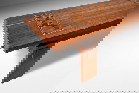 Mid-Century Modern Brutalist Coffee Table in Walnut with Burlwood Inlay by Lane USA c. 1970s: Mid-Century Modern Brutalist Coffee Table in Walnut with Burlwood Inlay by Lane USA c. 1970s Mid-Century Modern Brutalist Coffee Table in Walnut with Burlwood Inlay by Lane USA c. 1970's About: Introd