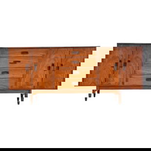 Solid Teak Hand Crafted Danish Modern Credneza: Solid Teak Hand Crafted Danish Modern Credneza A beautifully crafted solid teak mid century modern credenza with hand cut dovetails drawers and case. Completed with a finished paneled back for used be
