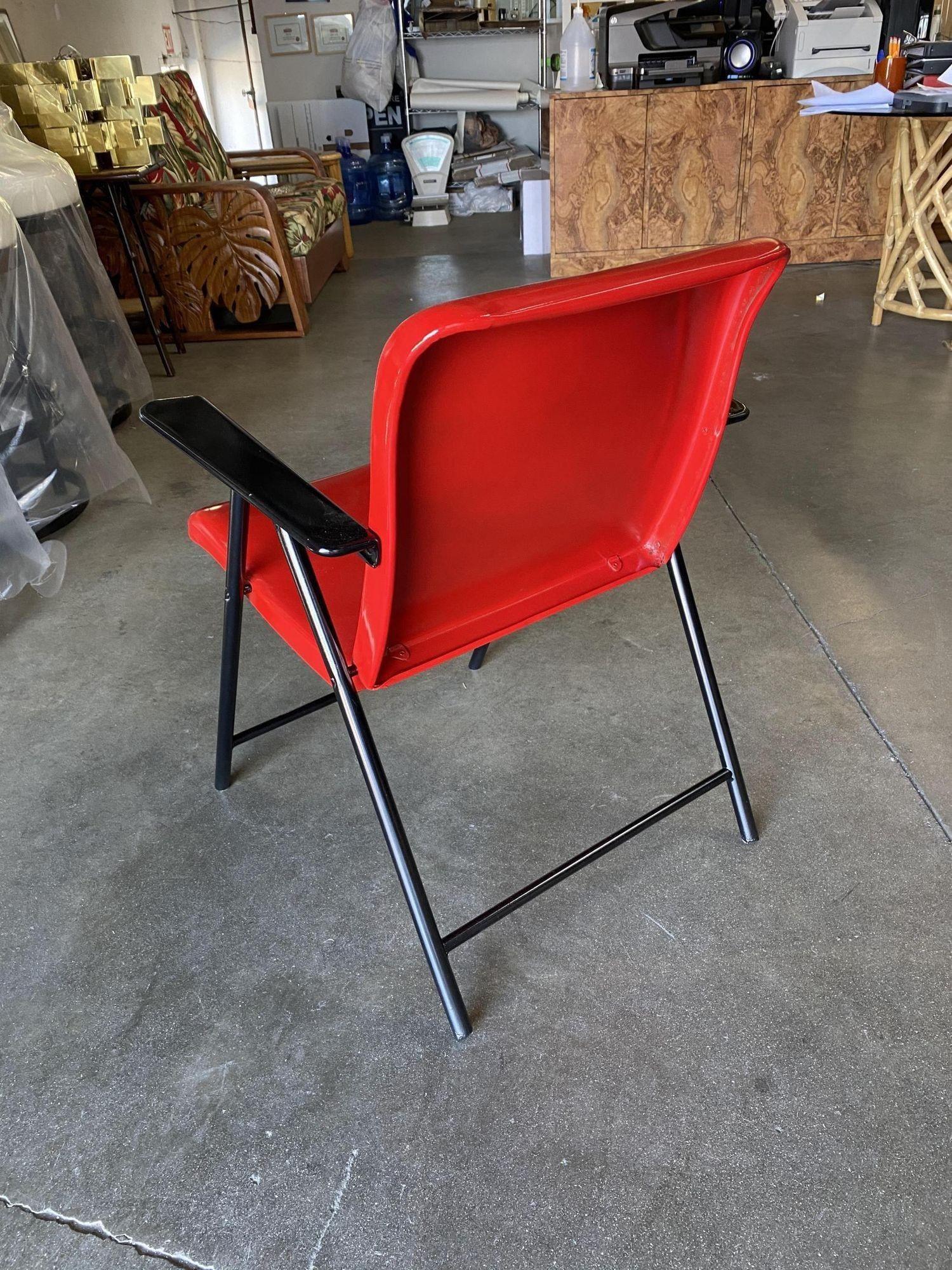 Russel Wright Outdoor/Patio Steel Folding Chair by Schwayder Bros 5 Available: Russel Wright Outdoor/Patio Steel Folding Chair by Schwayder Bros 5 Available Attributed to: Russel Wright (Designer) Dimensions: Height: 31 in (78.74 cm)Width: 25 in (63.5 cm)Depth: 27 in (68.58 cm)S