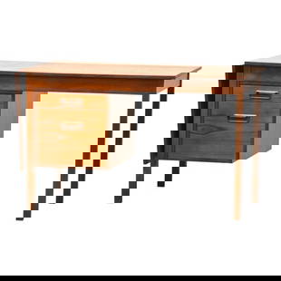 Danish Modern Teak Drop Leaf Desk: Danish Modern Teak Drop Leaf Desk A mid century modern teak desk in the style of Arne Vodder with a single drop leaf which when extended extends the desk to 65". One drawer capable of holding files. F