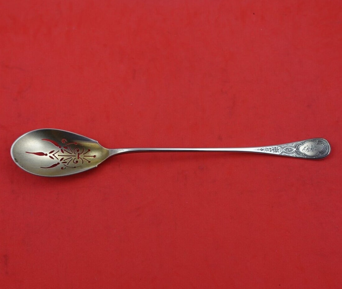 King William Engraved by Tiffany and Co Sterling Silver Olive Spoon Pcd GW Orig: King William Engraved by Tiffany and Co Sterling Silver Olive Spoon Pcd GW Orig Pattern: King William Engraved Composition: Sterling Silver Type: Slotted Spoon Maker: Tiffany & Co. King william engrav