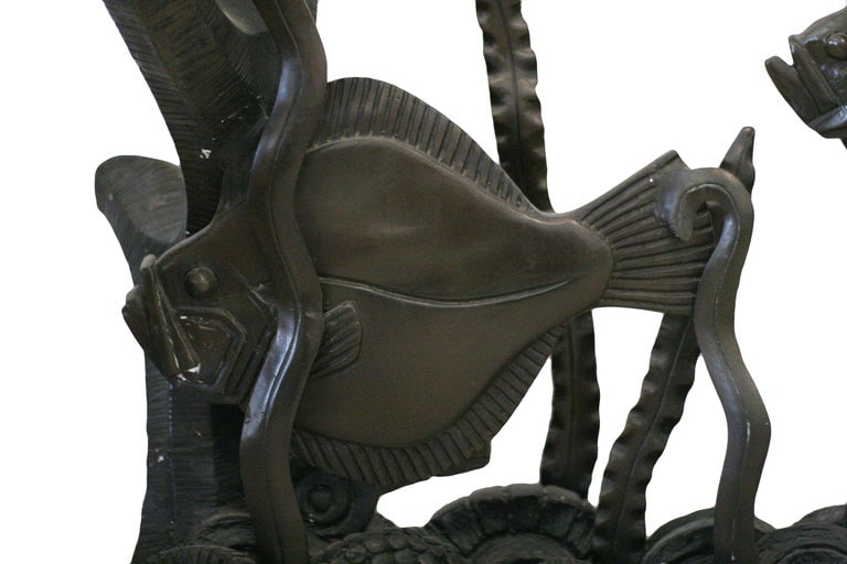 Aquatically Themed Bronze Console Table Base by Mimi London: Aquatically Themed Bronze Console Table Base by Mimi London Creator: Phyllis Morris (Designer) Dimensions: Height: 29.5 in (74.93 cm)Width: 42 in (106.68 cm)Depth: 16 in (40.64 cm) Materials and Techn