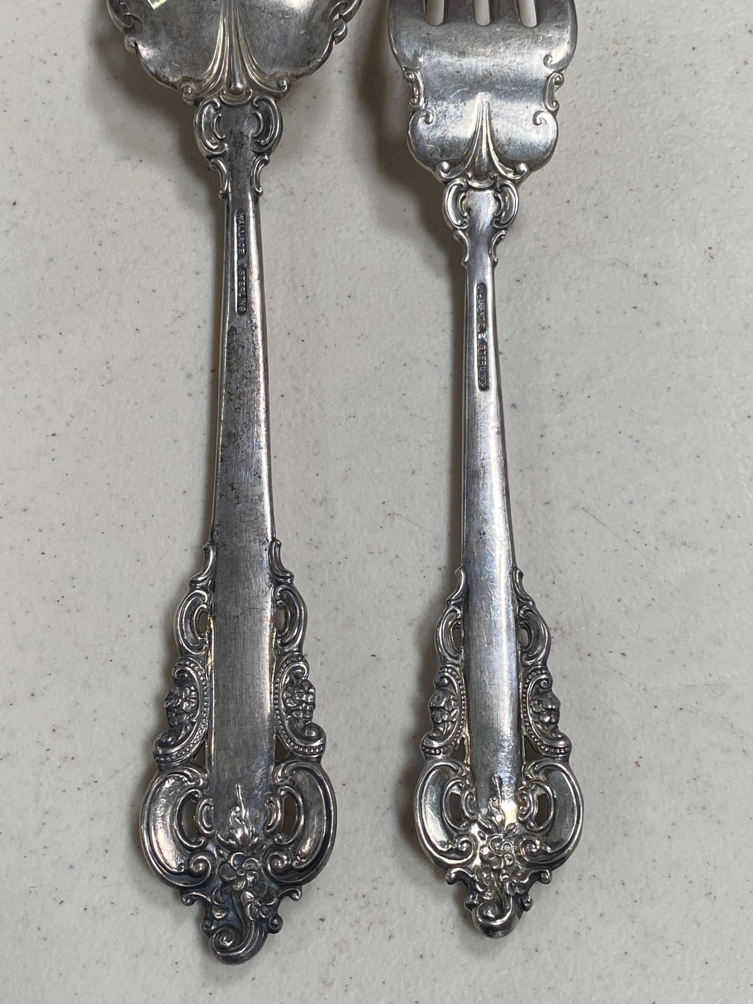 Set of 12 Wallace Grande Baroque Sterling Silver Flatware with Orignal Canteen: Set of 12 Wallace Grande Baroque Sterling Silver Flatware with Orignal Canteen Creator: Wallace Silversmiths (Manufacturer) Dimensions: Height: 9 in (22.86 cm)Width: 1 in (2.54 cm)Depth: 1 in (2.54 cm