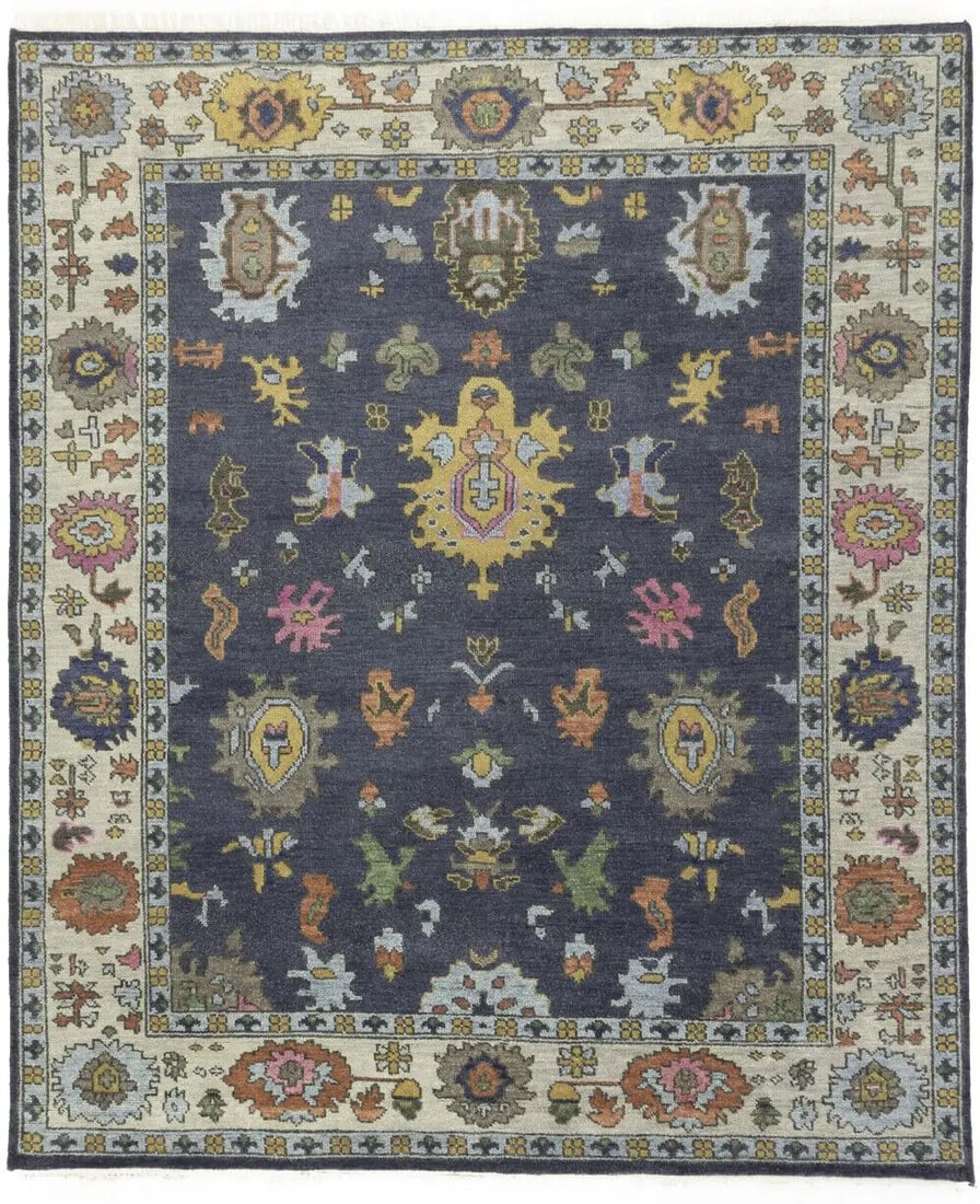 Bedroom Decor Colorfast Hand-Knotted 8X10 Oushak Chobi Oriental Rug Large Carpet: Bedroom Decor Colorfast Hand-Knotted 8X10 Oushak Chobi Oriental Rug Large Carpet Type: Area Rugs Size: 82 X 99" Color: Muted Colors: Dark Gray Cream Green Blue Fuchsia Gold etc Weave: Hand-Knotted Mat