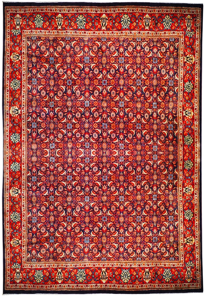 10 x 13 Indigo Purple Herati Persian Tabriz Rug: 10 x 13 Indigo Purple Herati Persian Tabriz Rug Free continental US Shipping Size in Feet: Width: 10 x Length: 13 Size in Inches: Width: 120 in x Length: 156 in Colors: Blue red Weave: 100% Handmade P