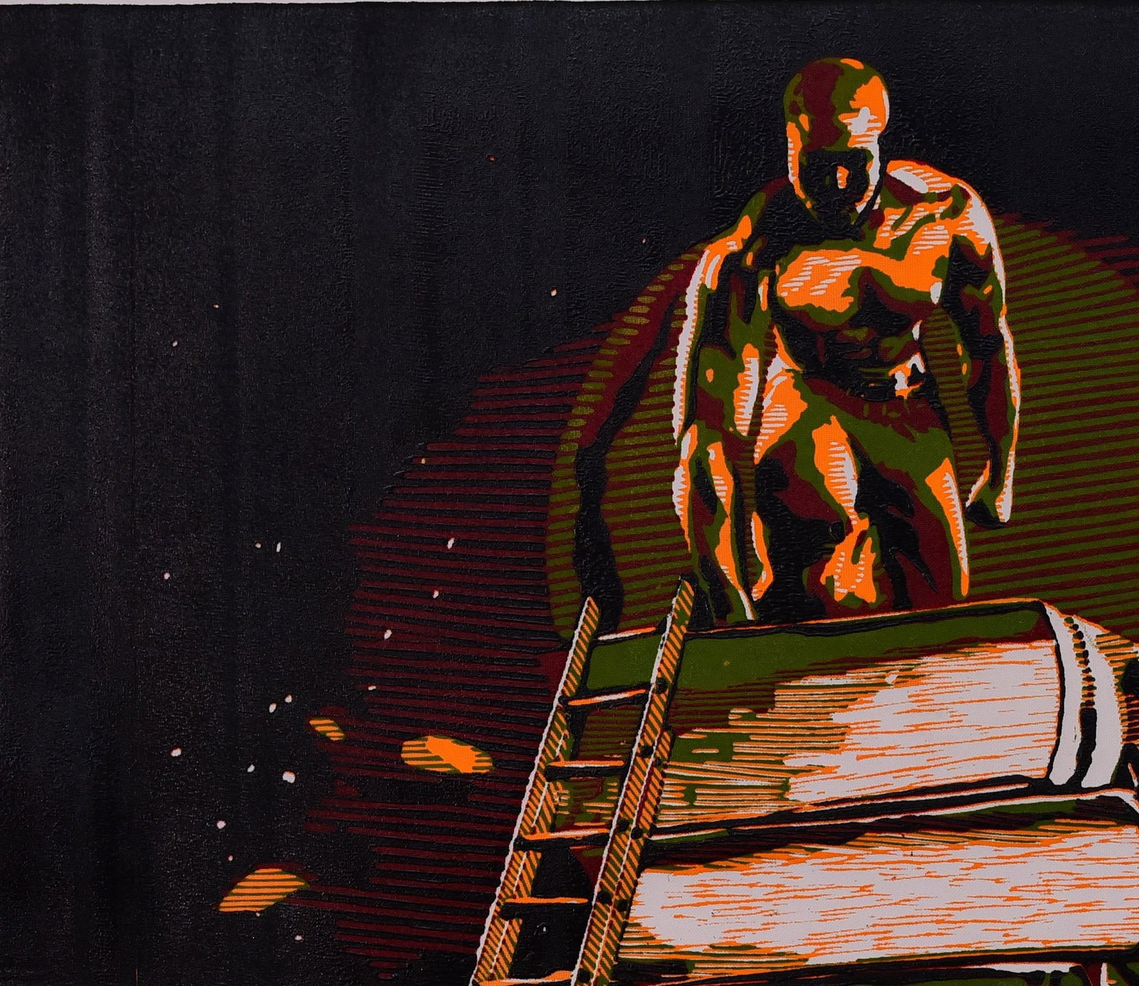 Tosin Oyeniyi Against all Odds2022: Tosin Oyeniyi Against all Odds2022 Creator: Tosin Oyeniyi (1987 Nigerian) Creation Year: 2022 Dimensions: Height: 42 in (106.68 cm)Width: 36 in (91.44 cm) Medium: Linen Ink Movement & Style: Contempor