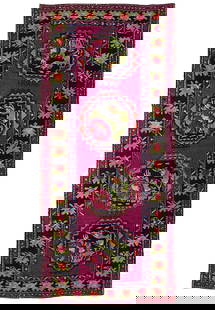 5 x 9 Magenta Pink Antique Caucasian Kazak Rug: 5 x 9 Magenta Pink Antique Caucasian Kazak Rug Free continental US Shipping Size in Feet: Width: 5 x Length: 9 Size in Inches: Width: 60 in x Length: 108 in Colors: Magenta Pink Black Weave: 100% Hand