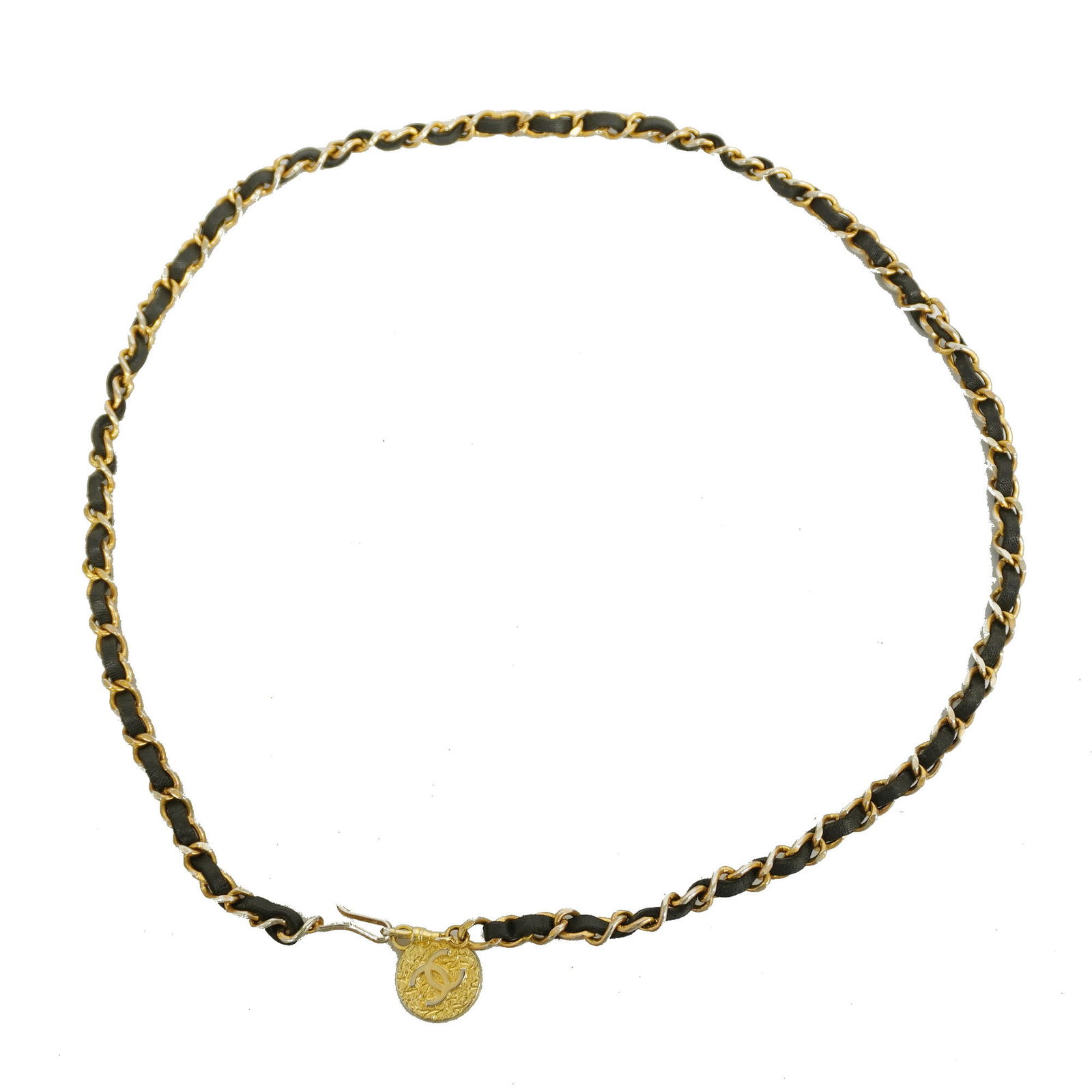 [3cc2400] Chanel belt chain belt lambskin black gold metal: [3cc2400] Chanel belt chain belt lambskin black gold metal Brand: Chanel Model: chain belt gold metal Type: Chain belt Gender: Women Color: Gold Length: 90cm / 35.43 Condition: Used (good) The BIDHAUS