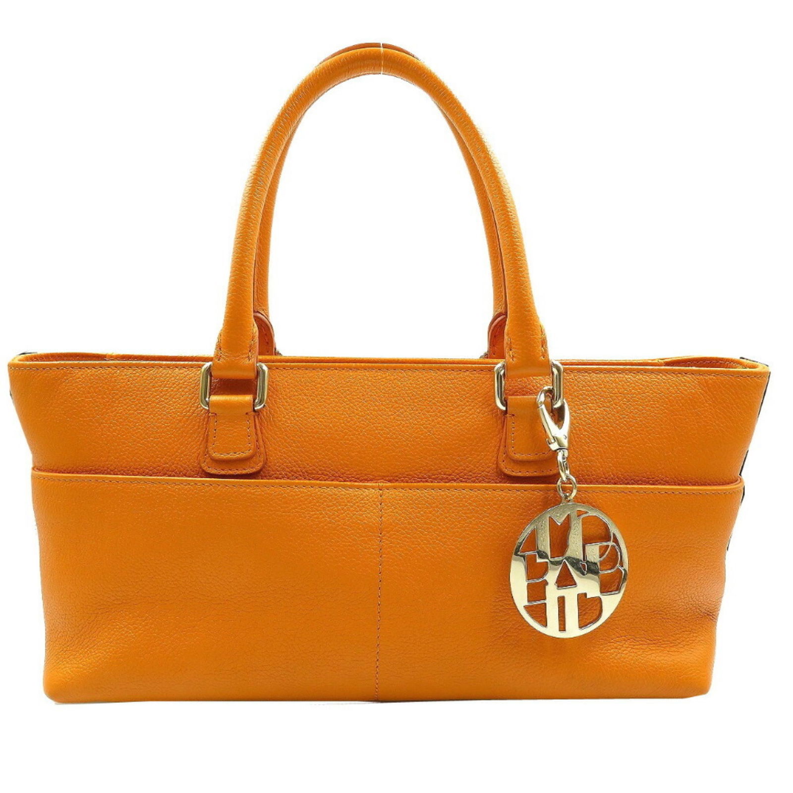 Moravito Leather Orange Handbag Tote Bag: Moravito Leather Orange Handbag Tote Bag Brand: Morabito Material: Leather Leather: Color: Orange Hardware Color: Gold Closure: Zipper Inner Pocket: Zipper pocket1 Zipper pocket: 1 Outer Pocket: Open