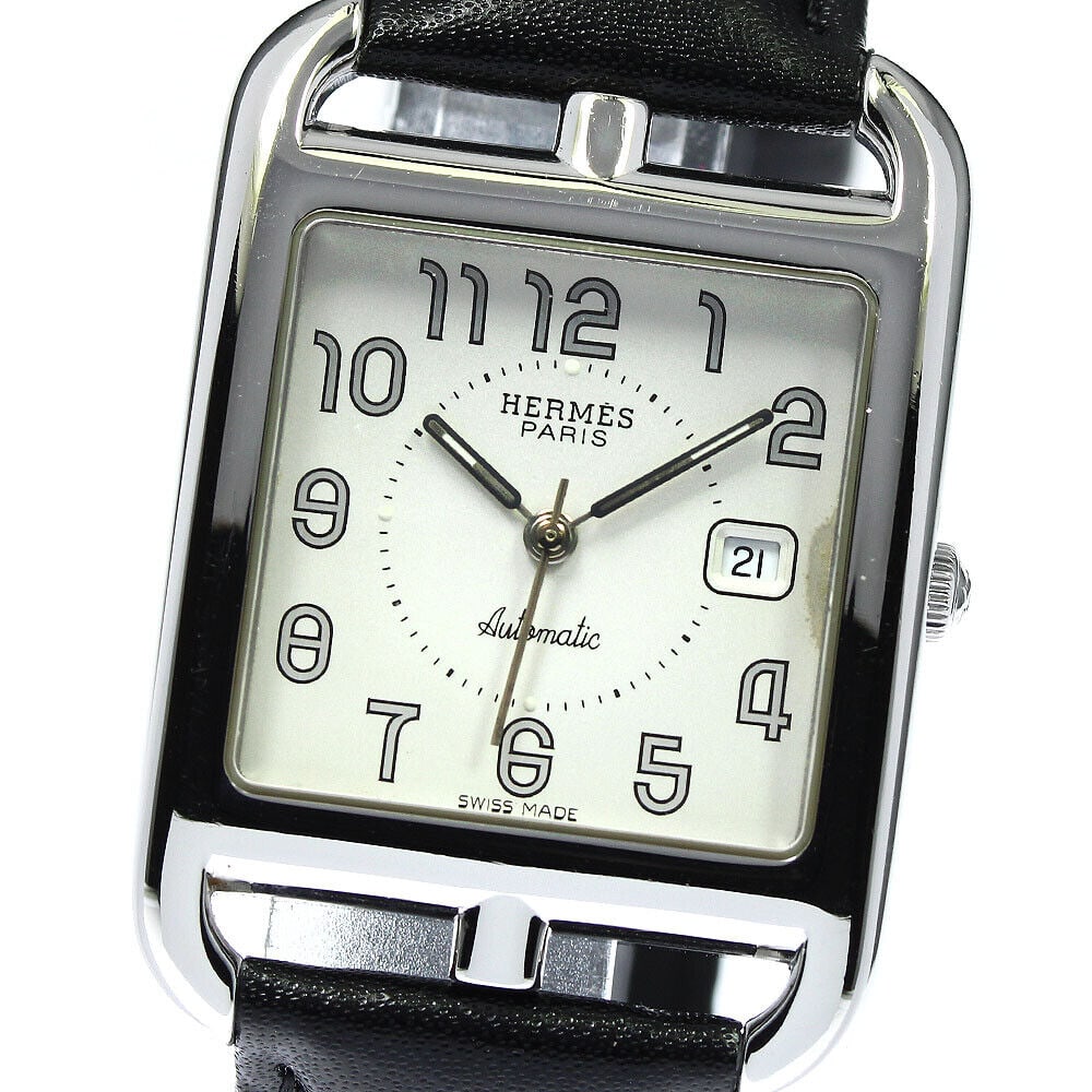 Hermes CC1.710 Cape Cod Date Automatic Stainless Mens Watch Pre-Owned: Hermes CC1.710 Cape Cod Date Automatic Stainless Mens Watch Pre-Owned Type: wristwatch brandHermes Model namecape cod gendermen's case materialSS belt materialleather dial colorsilver machine typeself