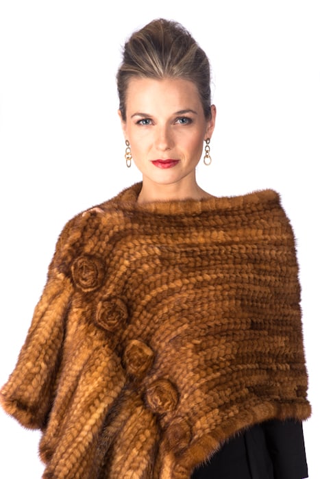 Whiskey Mink Fur Cape -Ruffles and Roses: Whiskey Mink Fur Cape -Ruffles and Roses Add polish and sophistication to your special occasions with this fabulous knitted mink cape! Devastatingly feminine this comfortable knitted mink shawl is so 