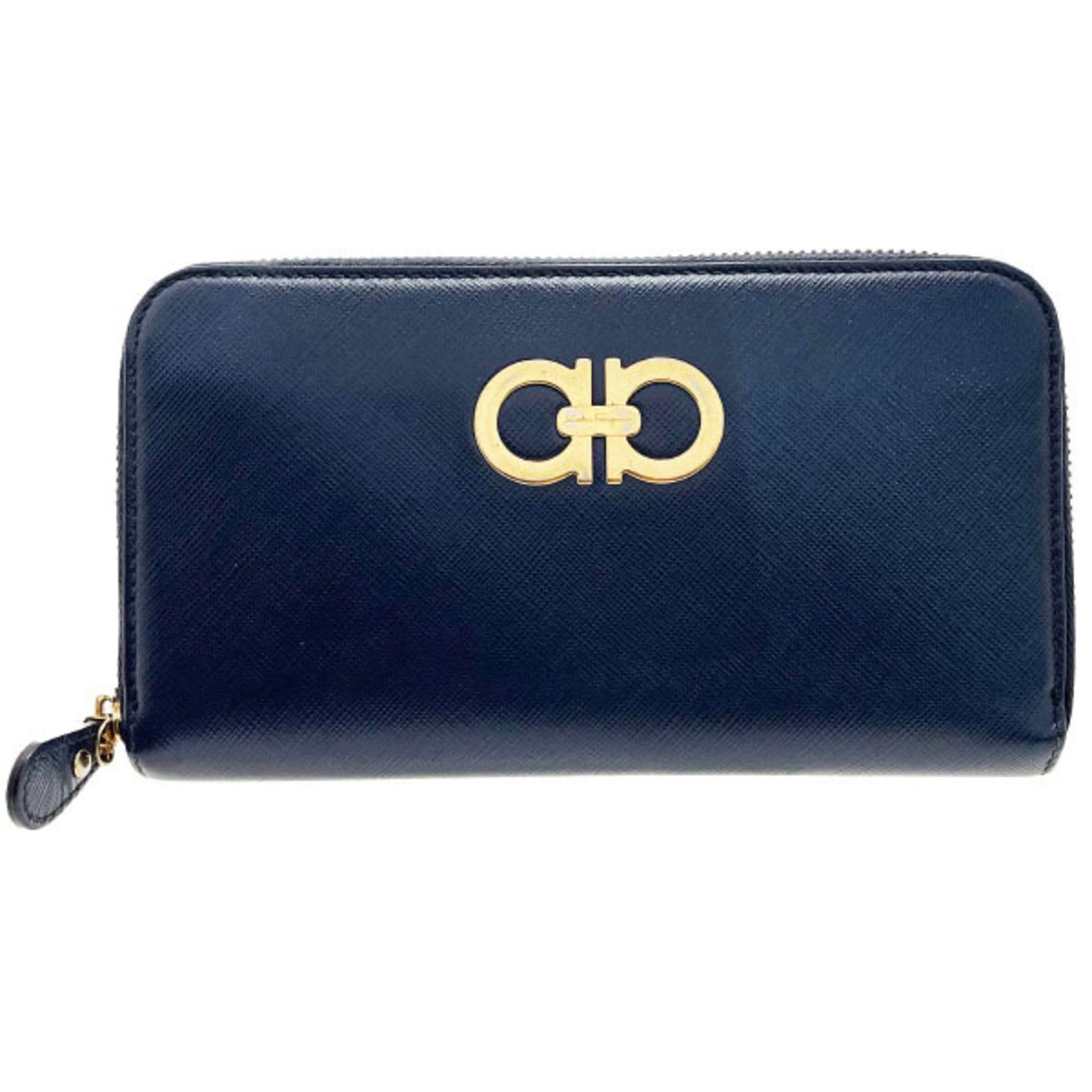 Salvatore Ferragamo Long Wallet Double Gancini Zip Around Calf Leather Navy 22 B300: Salvatore Ferragamo Long Wallet Double Gancini Zip Around Calf Leather Navy 22 B300 Brand: Salvatore Ferragamo Model: 22 B300 Type: Long wallet (bi-fold) Gender: Women Material: Leather Leather: Leath