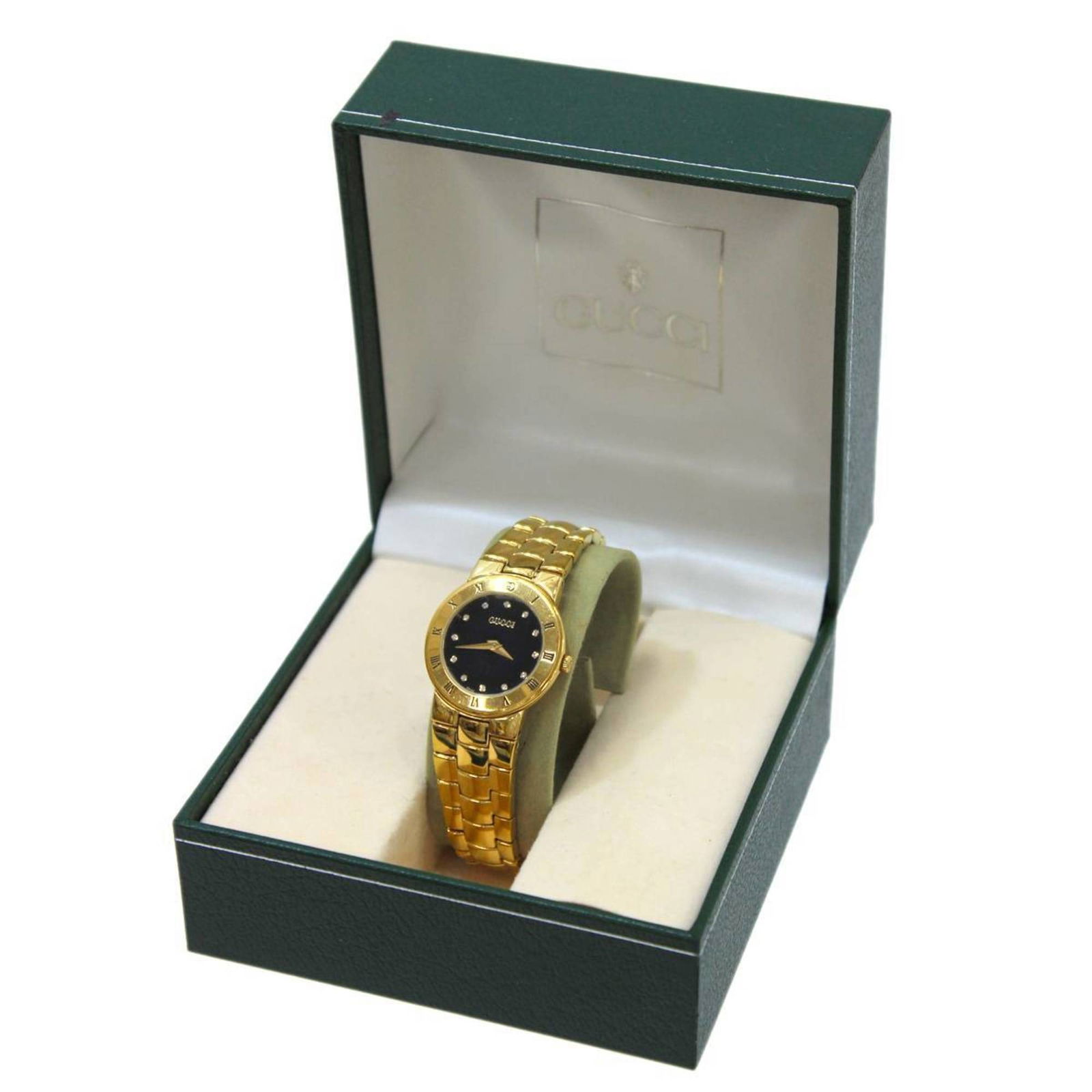 GUCCI wrist watch 12P 3300.2.L black gold quartz: GUCCI wrist watch 12P 3300.2.L black gold quartz Brand: Gucci Type: Wristwatch Gender: Men Women Material (Case): Stainless steel Color (Band): Gold Movement: Quartz Case Diameter: 27mm / 1.06 Wrist S