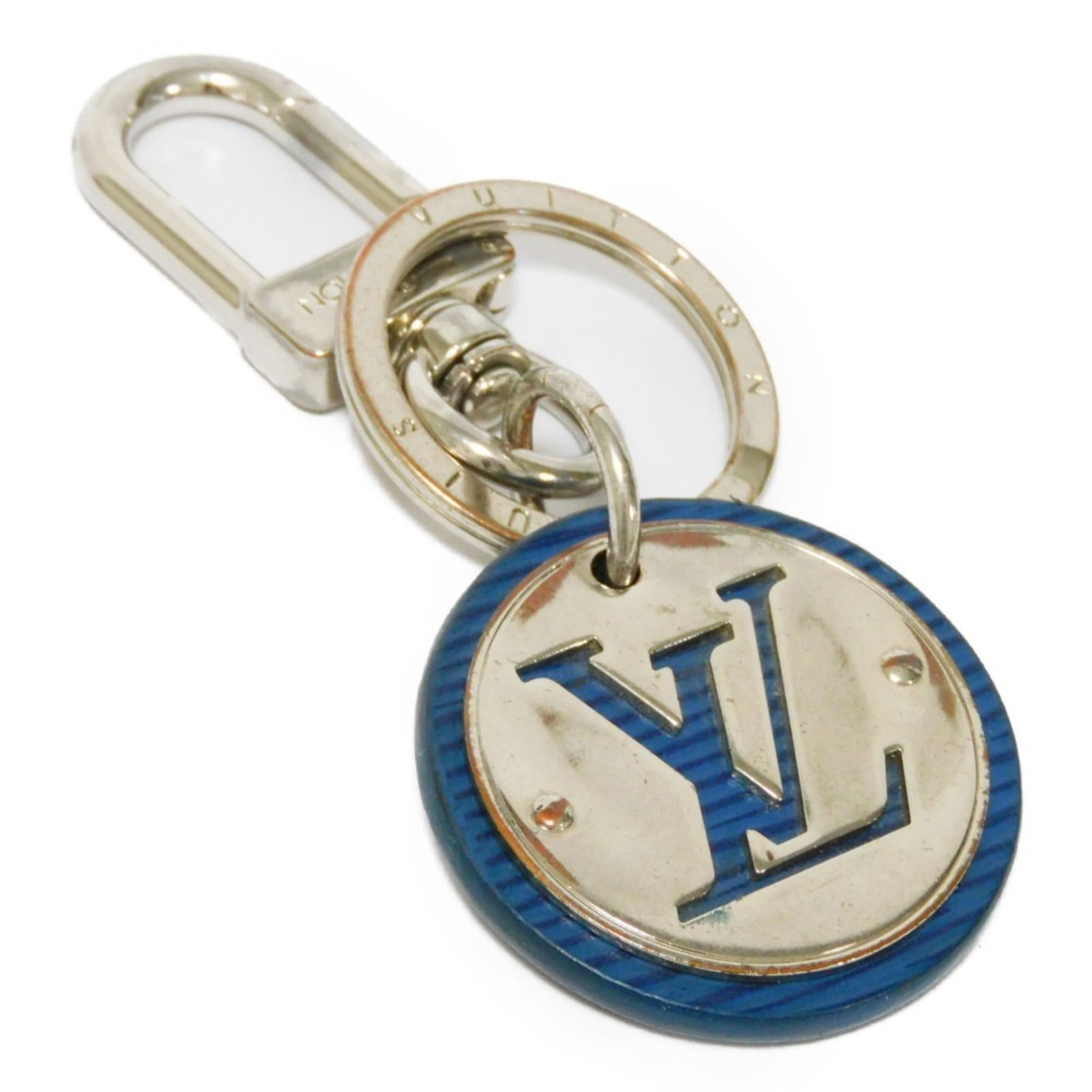 LOUIS VUITTON Keychain Portocle LV Circle Signature Blue Keyring Bag Charm Epi Saphir M61947 Men's: LOUIS VUITTON Keychain Portocle LV Circle Signature Blue Keyring Bag Charm Epi Saphir M61947 Men's Brand: Louis Vuitton Type: Keyring Gender: Men Color: Blue Material: Epi leather Metal Size (HxWxD):