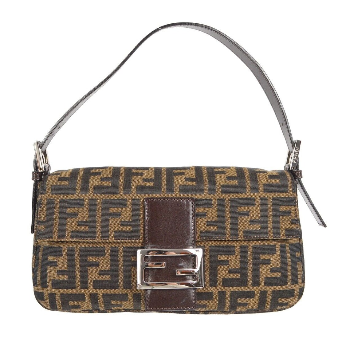 Fendi Zucca Baguette Handbag Purse Brown Canvas Leather 3505/26424/008: Fendi Zucca Baguette Handbag Purse Brown Canvas Leather 3505/26424/008 Bag Width: 10 in Pattern: Fendi Zucca Bag Height: 5 in Closure: Flap Magnet Occasion: Casual Handle/Strap Color: Brown Size: Medi