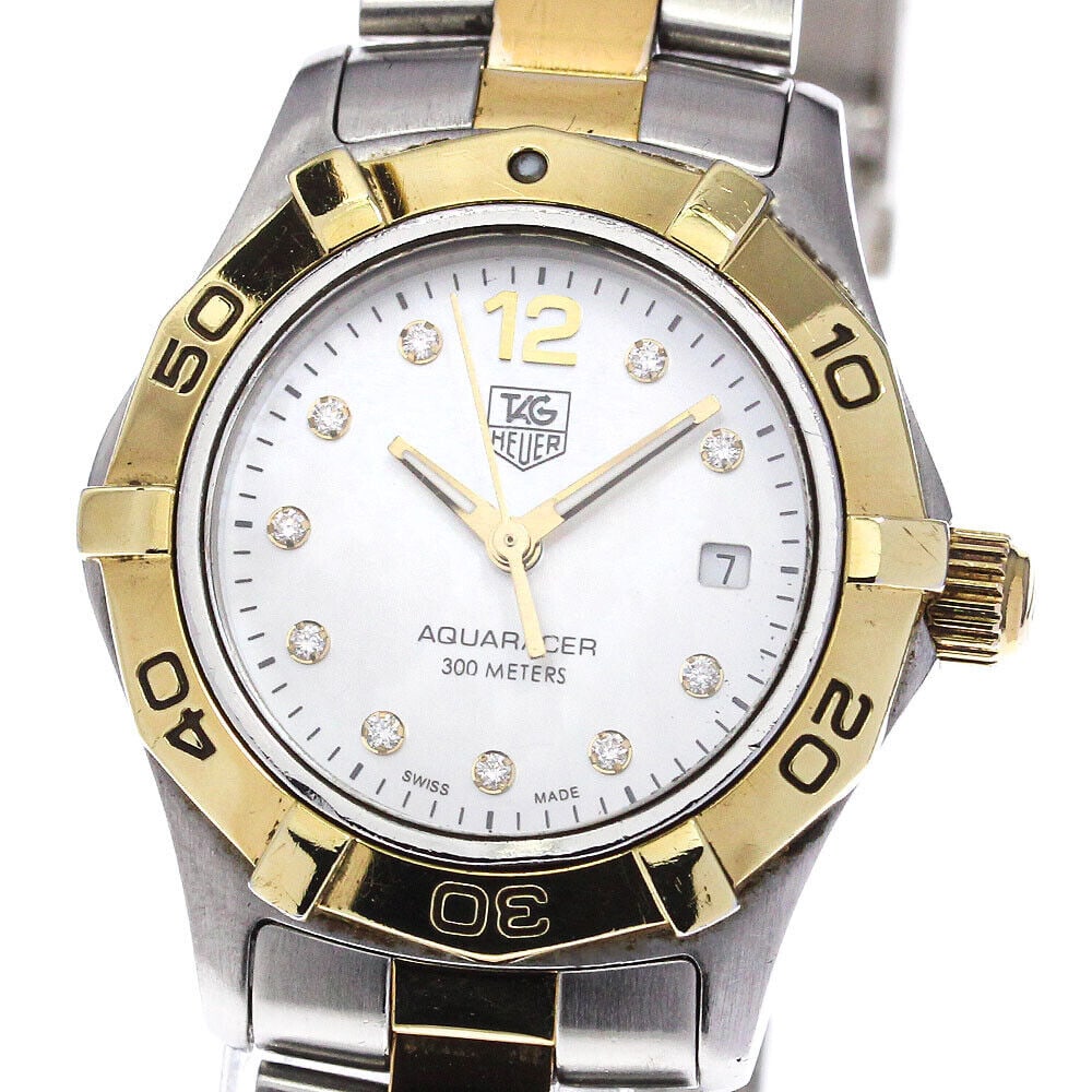 TAG Heuer WAF1425 Aquaracer Diamond Quartz Ladies Watch Pre-Owned: TAG Heuer WAF1425 Aquaracer Diamond Quartz Ladies Watch Pre-Owned Type: wristwatch brandTag Heuer Model nameAquaracer sexWomen case materialSS/GP belt materialSS/GP dial colorwhite shell machine typeq