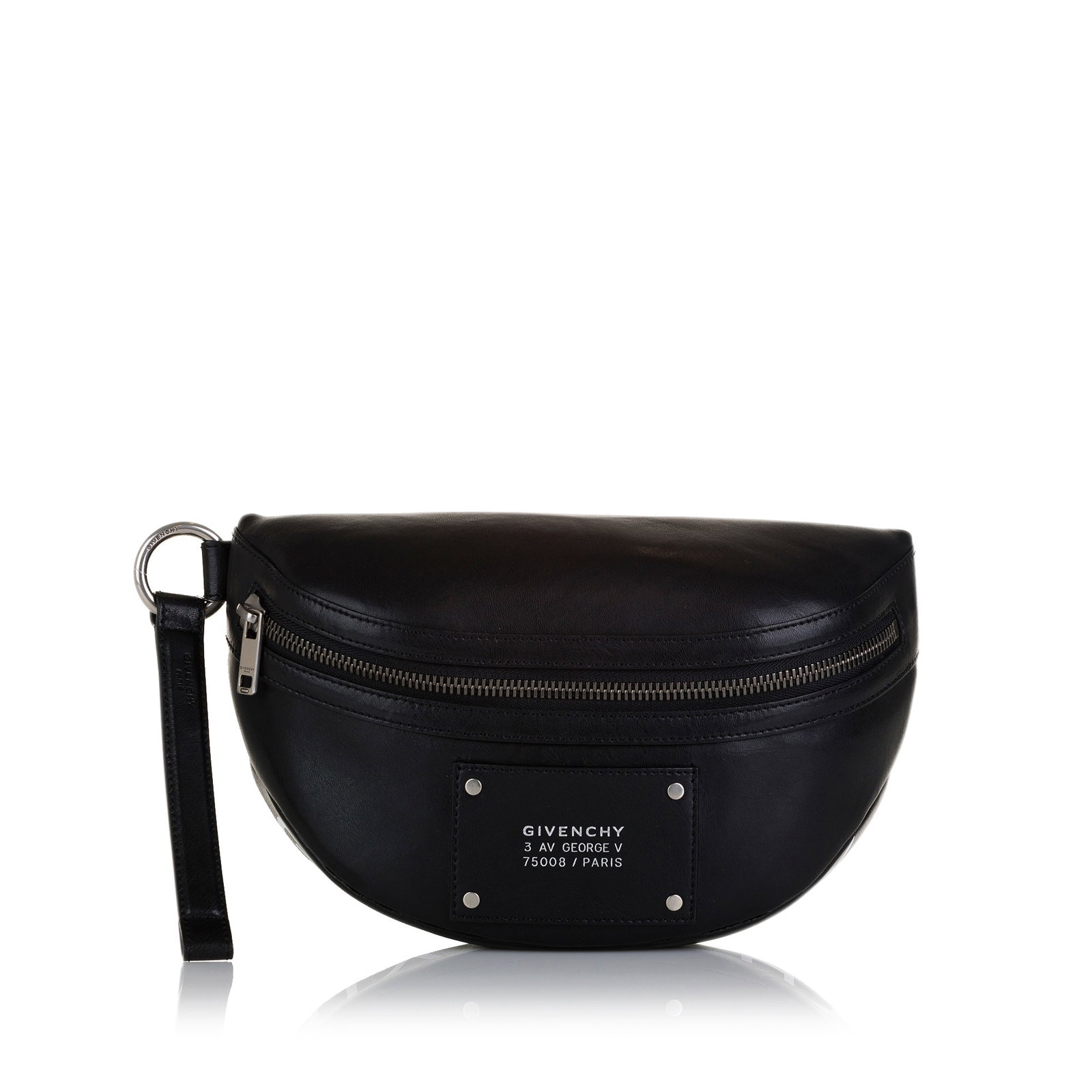 Givenchy Tag Leather Bum Bag: Givenchy Tag Leather Bum Bag The Tag bum bag features a leather body and a zip-around closure. Brand: Givenchy Model: Tag Leather Bum Bag Origin: Italy Category: Bags Color: Black Style: Material: Lea