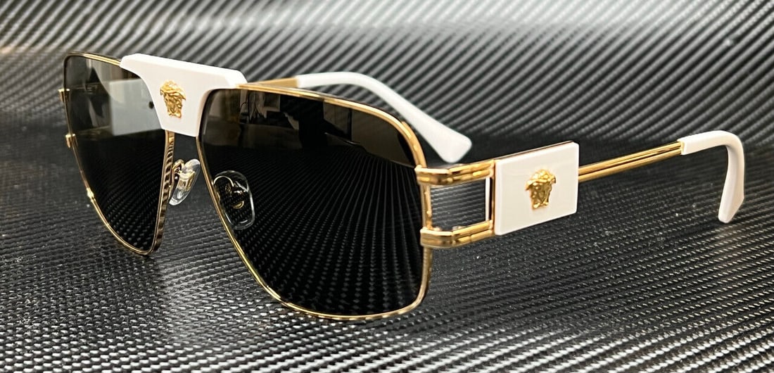 VERSACE VE2251 147187 White Gold Grey Mens 63 mm Eyeglasses: VERSACE VE2251 147187 White Gold Grey Mens 63 mm Eyeglasses Frame Color: Gold Type: Sunglasses New The BIDHAUS Guarantee: All items in this auction are guaranteed to be 100% authentic. At Your Service