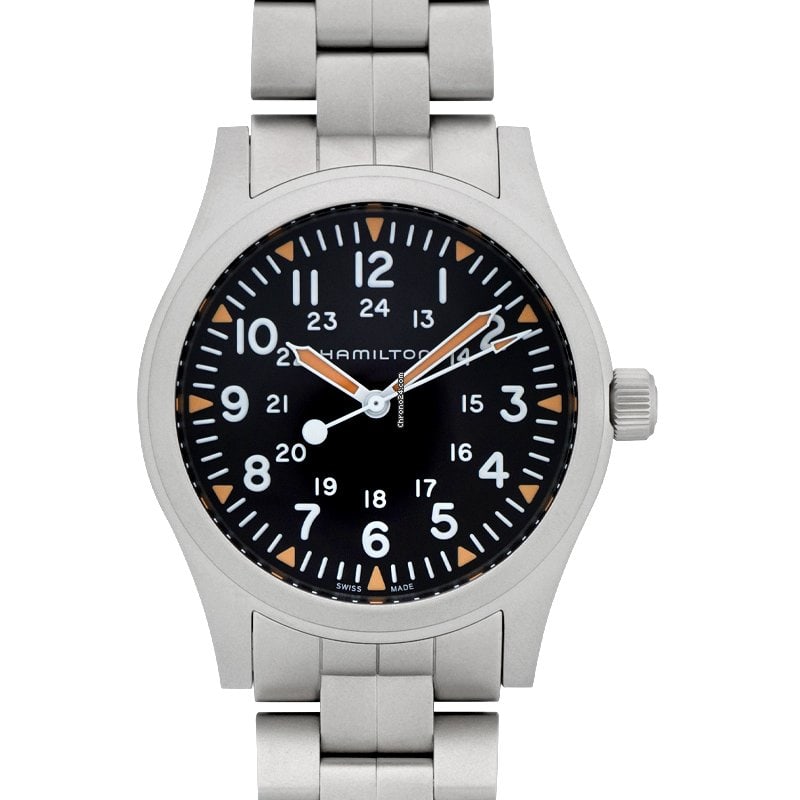 Hamilton Khaki Field: Hamilton Khaki Field Brand: Hamilton Model: Khaki Field Dealer product code: 27205A Movement: Manual winding Case material: Steel Bracelet material: Steel Year of production: Unknown Condition: New(Un