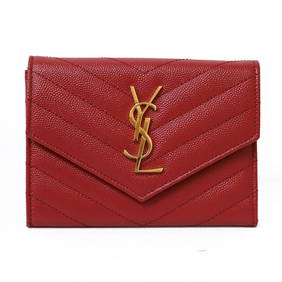Yves Saint Laurent Black u0026 Purple Leather Wallet