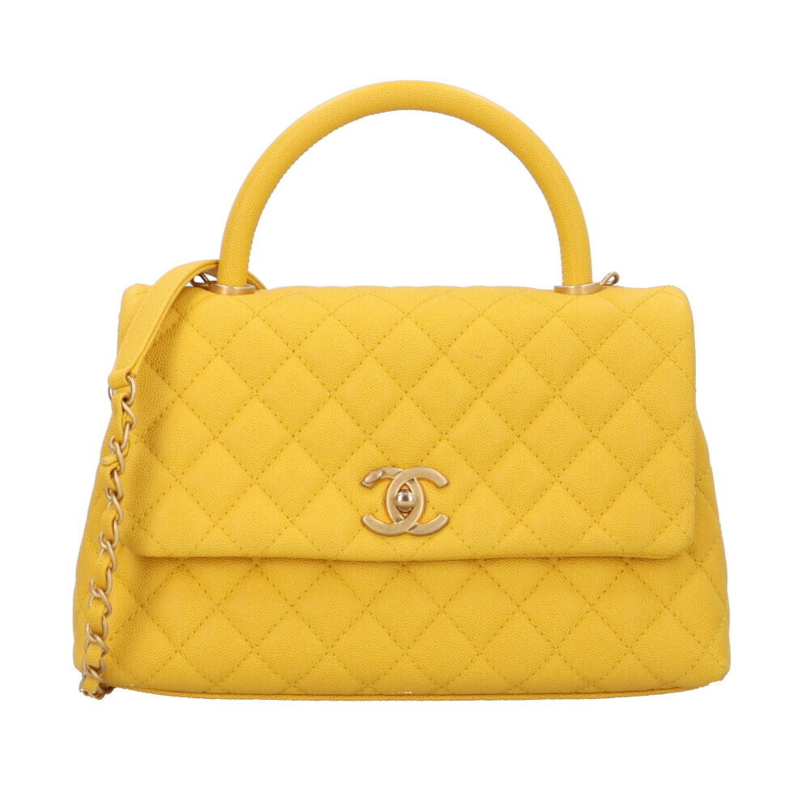 Chanel Coco Handle Xs Shoulder Bag Caviar Skin A92990 Yellow Women s