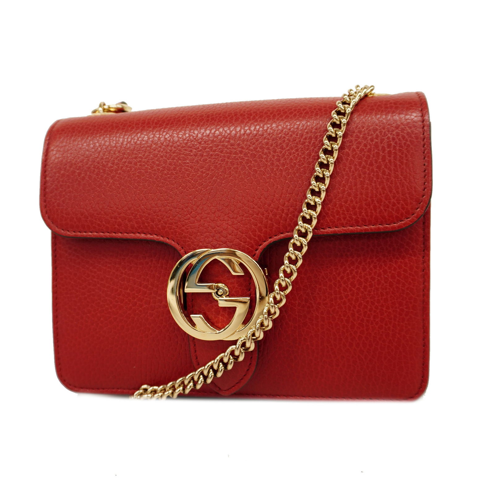 Gucci Interlocking G 510304 Women s Leather Shoulder Bag Red Color