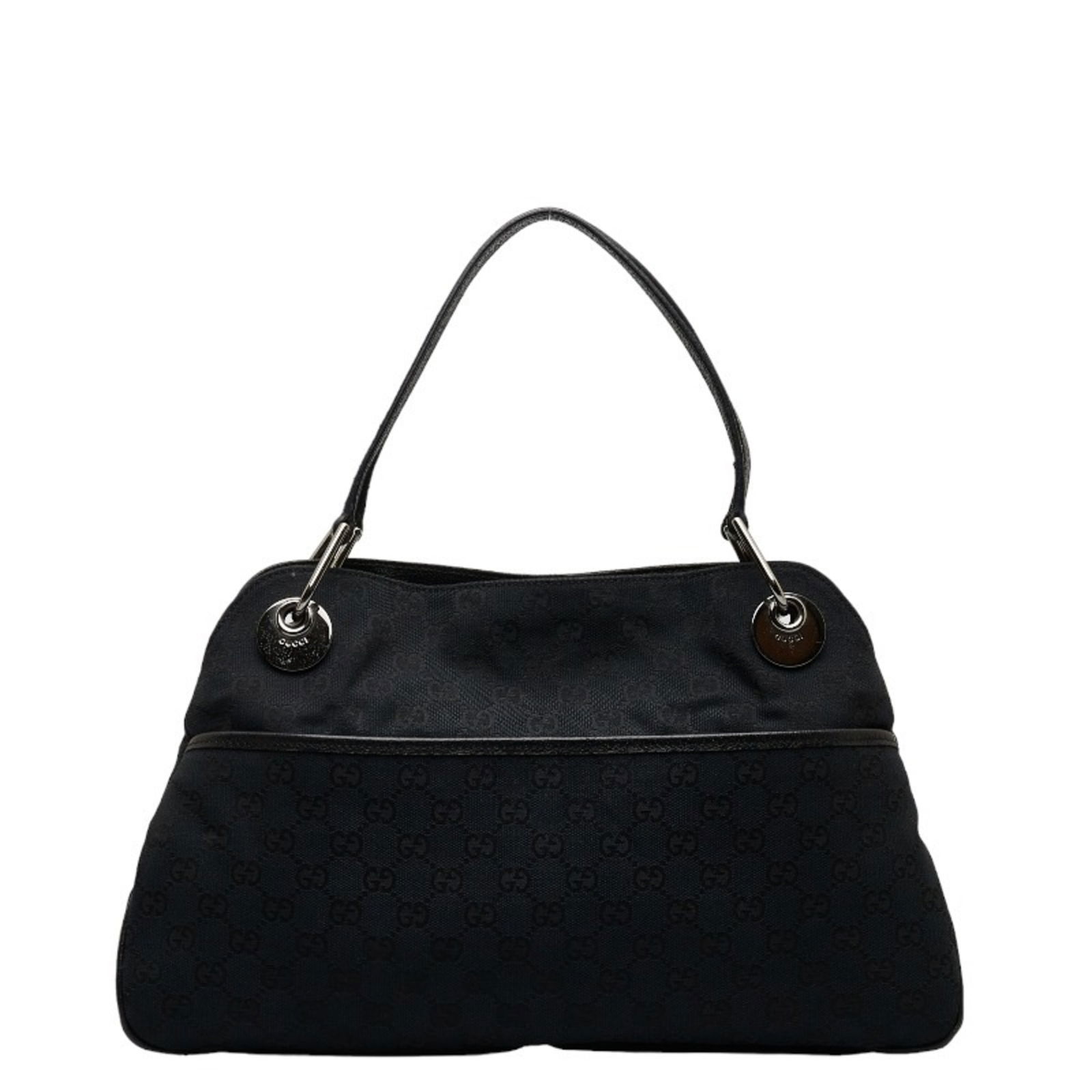 Gucci GG canvas handbag tote bag 121023 black leather ladies GUCCI: Gucci GG canvas handbag tote bag 121023 black leather ladies GUCCI Brand: Gucci Line: GG Canvas Model: 121023 Type: Handbag Tote bag Material: GG canvas GG canvas: Color: Black Outer Pocket: Zipper po