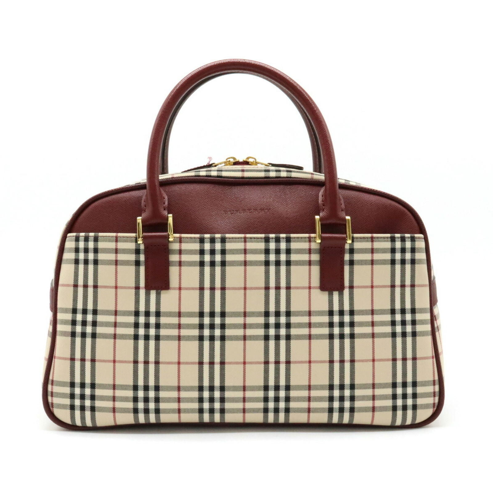 BURBERRY Burberry Nova Check Chuck Pattern Handbag Boston Canvas Leather Beige Bordeaux Black: BURBERRY Burberry Nova Check Chuck Pattern Handbag Boston Canvas Leather Beige Bordeaux Black Brand: Burberry Type: Handbag Material: Canvas Leather Canvas: Leather: Color: Beige Black Bordeaux Gender