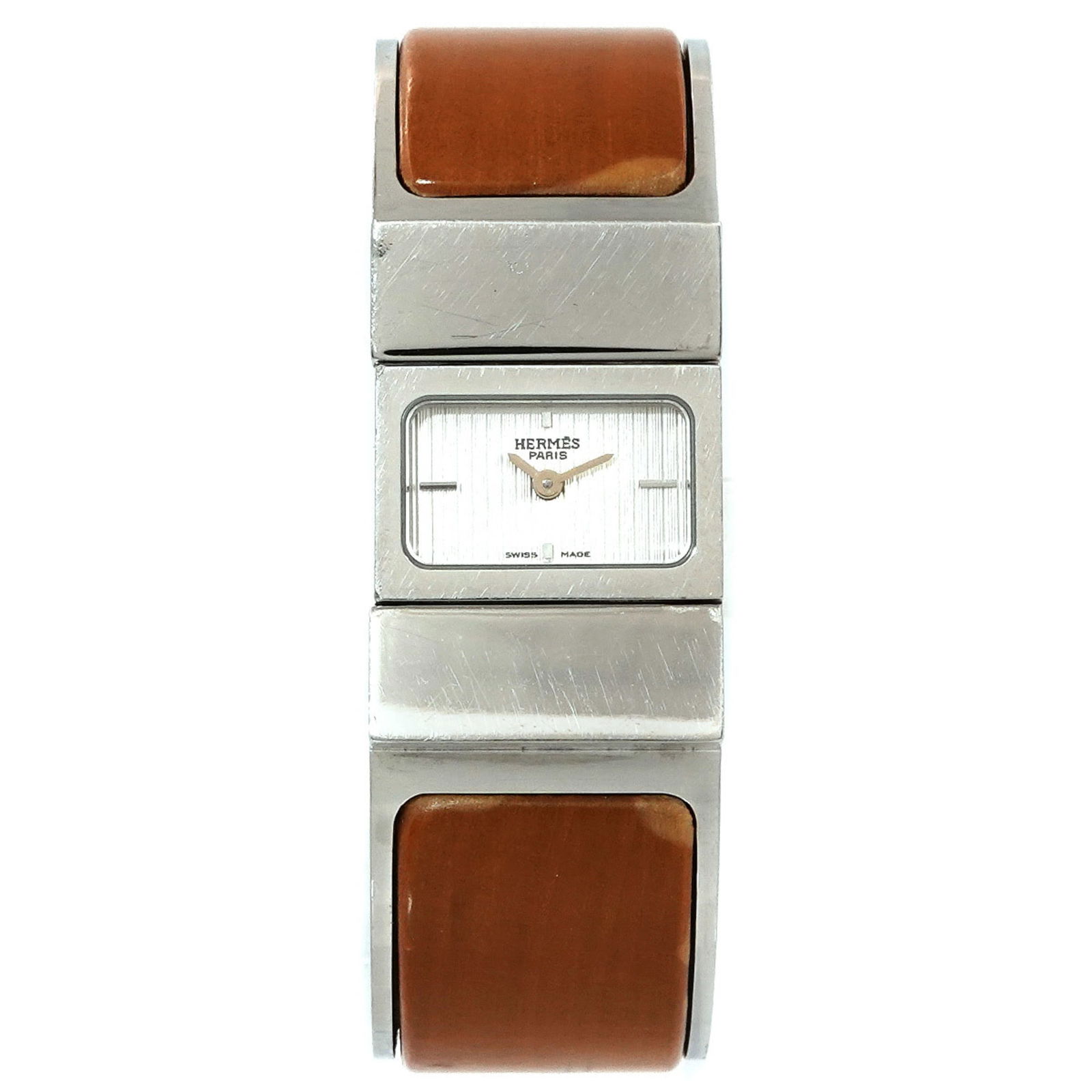Hermes HERMES Loquet L01 210 Bangle Watch Vintage Ladies Wood Silver Dial Quartz: Hermes HERMES Loquet L01 210 Bangle Watch Vintage Ladies Wood Silver Dial Quartz Brand: Hermes Type: Wristwatch Gender: Women Material (Case): Stainless steel Material (Band): Stainless steel Color: S