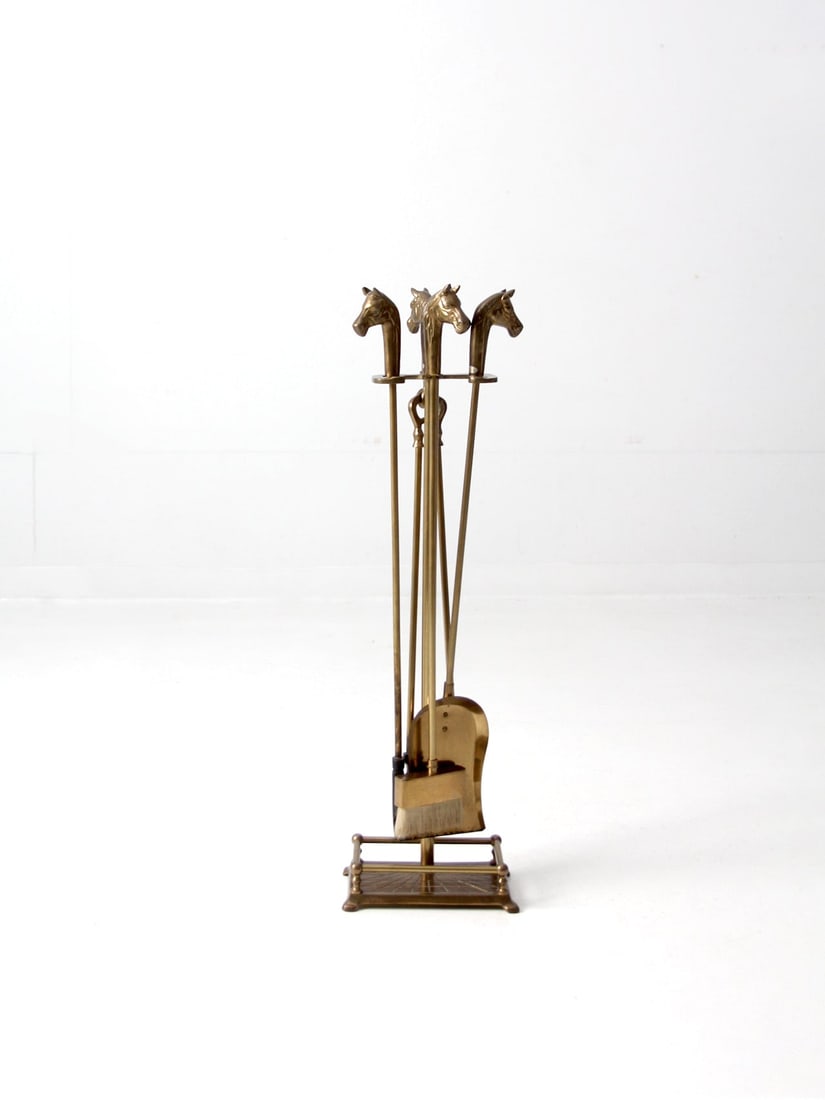 Vintage Equestrian Horse Head Fireplace Tool Set Auction