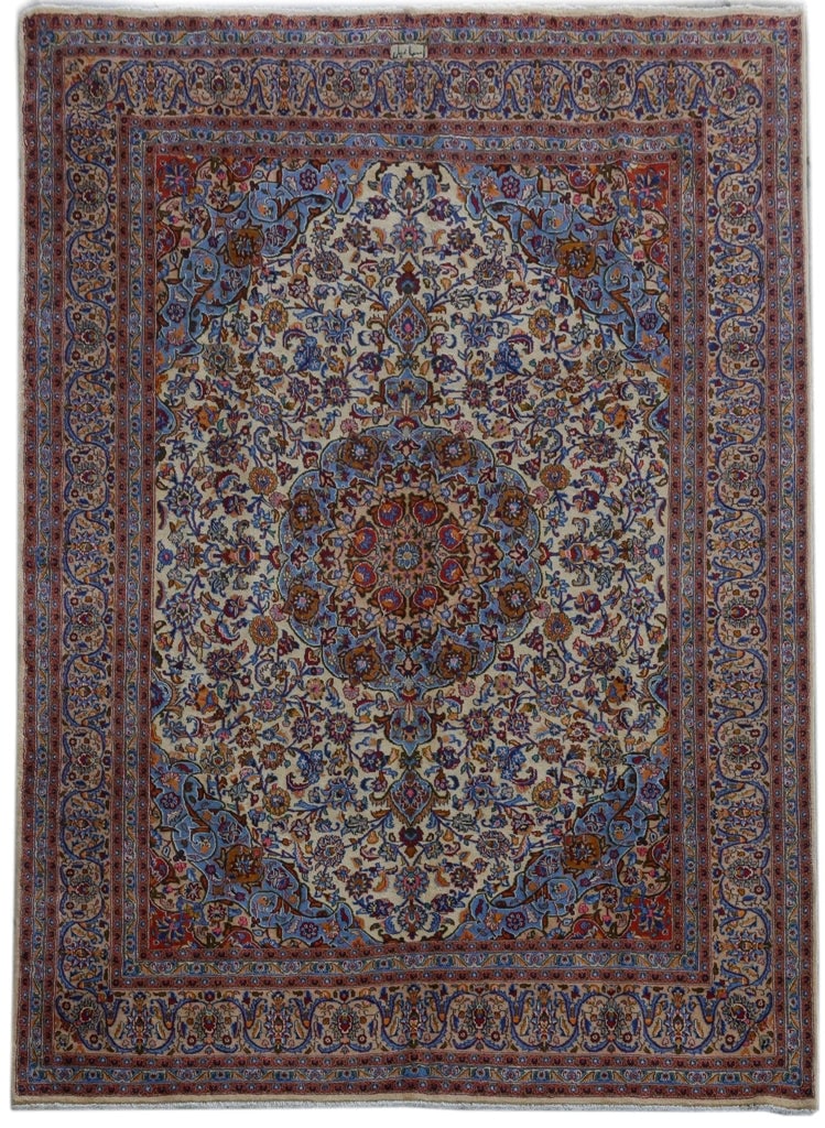 10 x 13 Ivory Persian Signed Kashmar Rug: 10 x 13 Ivory Persian Signed Kashmar Rug Free continental US Shipping Size in Feet: Width: 9.8 x Length: 13.2 Size in Inches: Width: 116 in x Length: 158 in Rug Type: Area Rug Colors: Ivory Weave: Han
