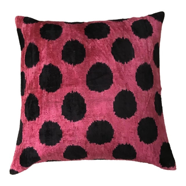 Silk Uzbek Ikat Velvet Hand Made Square Pillow Cushion 19x19: Silk Uzbek Ikat Velvet Hand Made Square Pillow Cushion 19x19 Silk Uzbek Ikat Velvet Hand Made Square Pillow Cushion with natural linen backing and hidden zipper. 10/90 down feather insert is included.