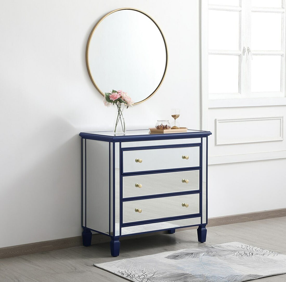 Blue And Mirrored Dresser Foyer Living Dining Room Bedroom 3