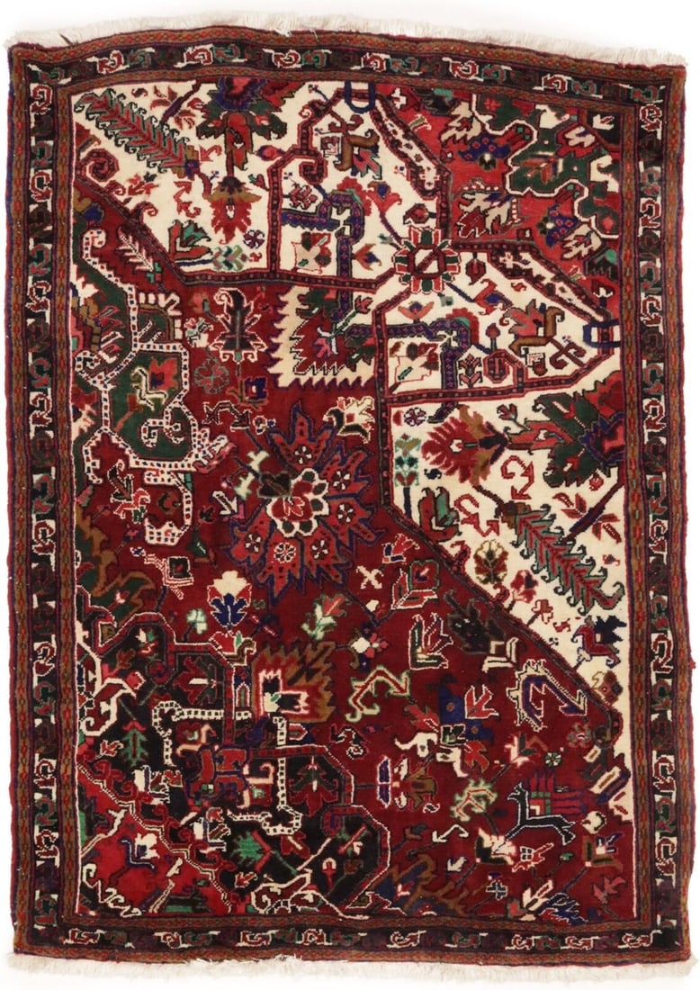 Handmade Thick Pile Vintage 39X53 Heriz Serapi Oriental Rug Wool Boho Carpet: Handmade Thick Pile Vintage 39X53 Heriz Serapi Oriental Rug Wool Boho Carpet Free continental US Shipping Type: Area Rugs Color: Red Cream Gold Coral Green Charcoal etc Size: 5"3 x 3"9 Ft Production T