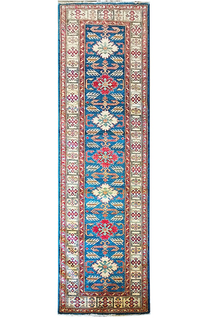 8 Runner Super Kazak Runner finest Quality wool: 8 Runner Super Kazak Runner finest Quality wool Free continental US Shipping Size in Feet: Width: 2.8 x Length: 8.1 Size in Inches: Width: 32 in x Length: 97 in Rug Type: Area Rug Colors: Blue Ivory C