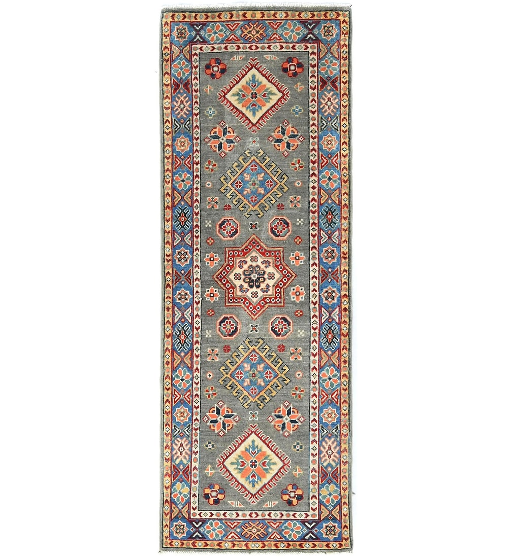 Handmade Tribal Geometric Design 2X6 Kazak Oriental Runner Rug Kitchen Carpet: Handmade Tribal Geometric Design 2X6 Kazak Oriental Runner Rug Kitchen Carpet Free continental US Shipping Type: Runners Color: Gray Blue Cream Orange-red Coral etc Size: 2"1 X 5"10 Material: Wool Pro