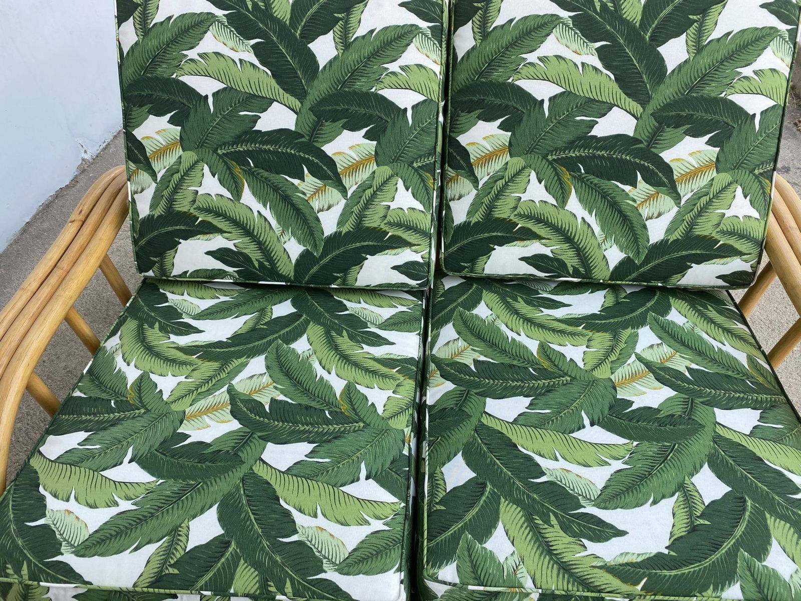 Restored Vintage Paul Laszlo Rattan Three Strand Sectional Settee Sofa: Restored Vintage Paul Laszlo Rattan Three Strand Sectional Settee Sofa Dimensions: Height: 28 in (71.12 cm)Width: 55 in (139.7 cm)Depth: 40 in (101.6 cm)Seat Height: 17 in (43.18 cm) Materials and Tec