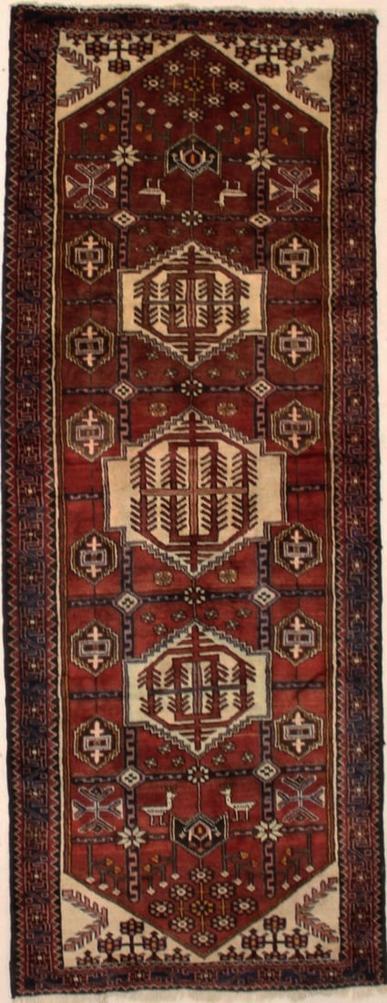 Vintage Handmade Runner Rug 4X10 Wool Tribal Hallway Oriental Kitchen Carpet: Vintage Handmade Runner Rug 4X10 Wool Tribal Hallway Oriental Kitchen Carpet Free continental US Shipping Type: Runners Color: Red Navy Blue Cream Burgundy Marigold Brown Salmon etc Size: 9"5" X 3"6" 