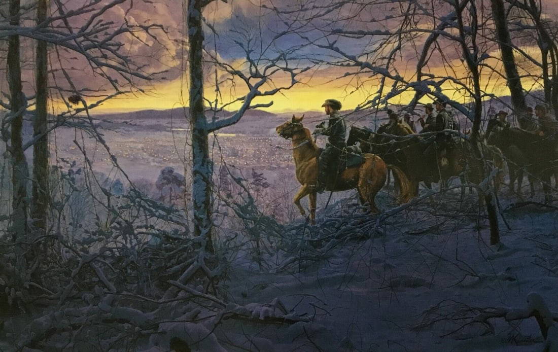 Mort Kunstler Civil War While The Enemy Sleeps Custom Framed Mini Print