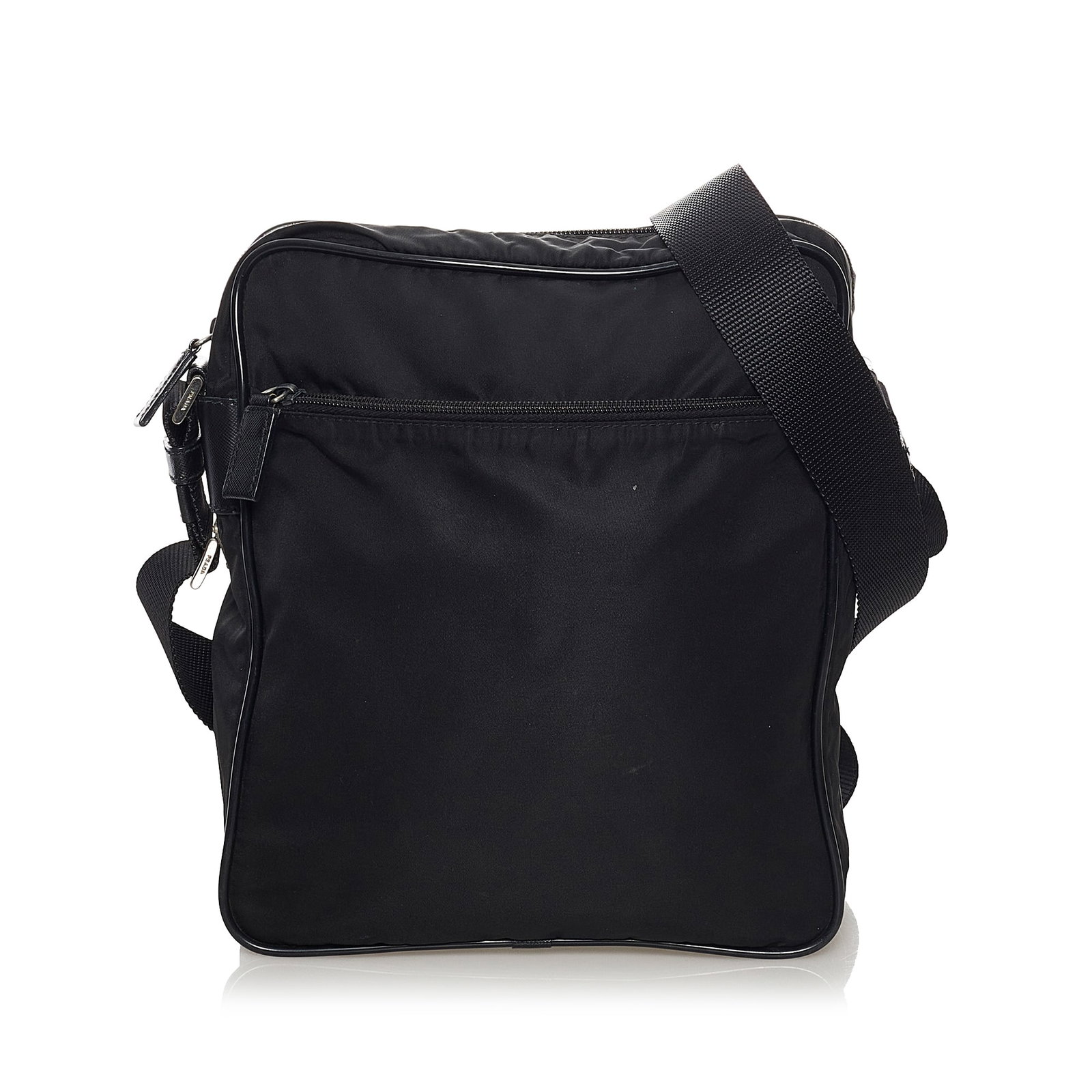 Prada Tessuto Crossbody Bag: Prada Tessuto Crossbody Bag This crossbody bag features a nylon body an exterior front zip pocket an adjustable flat strap a top zip closure an interior zip pocket. Brand: Prada Model: Tessuto Crossbo