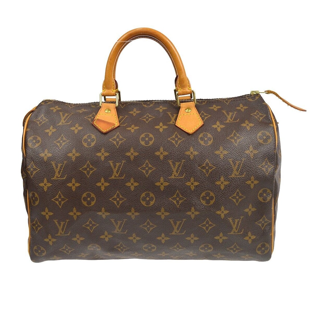 LOUIS VUITTON SPEEDY 35 HANDBAG PURSE MONOGRAM CANVAS M41524 TH1023: LOUIS VUITTON SPEEDY 35 HANDBAG PURSE MONOGRAM CANVAS M41524 TH1023 Exterior Material: Leather Style: Satchel/Top Handle Bag Exterior Color: Brown Bag Width: 14 in Pattern: Monogram Closure: Zip Bag H