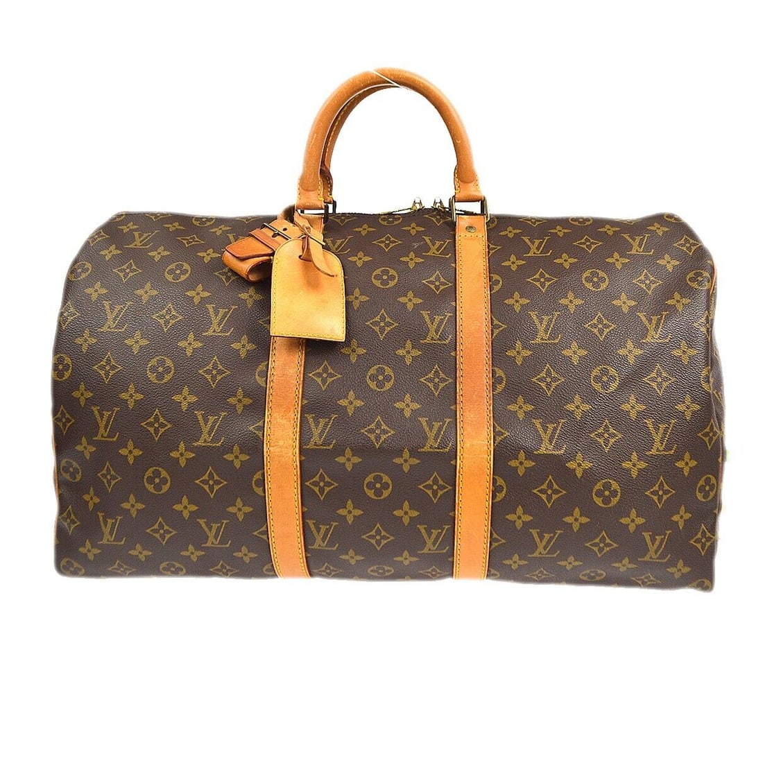 LOUIS VUITTON KEEPALL 50 TRAVEL HANDBAG MONOGRAM M41426 VINTAGE MB8912: LOUIS VUITTON KEEPALL 50 TRAVEL HANDBAG MONOGRAM M41426 VINTAGE MB8912 Exterior Material: Leather Style: Duffle Exterior Color: Brown Bag Width: 19 in Pattern: Monogram Bag Height: 11 in Closure: Zip 