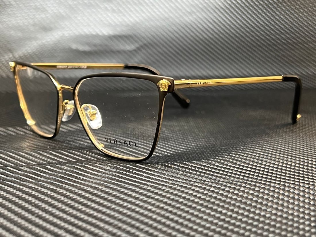Versace Ve1275 1433 Matte Black Gold Square Womens 54 Mm Eyeglasses
