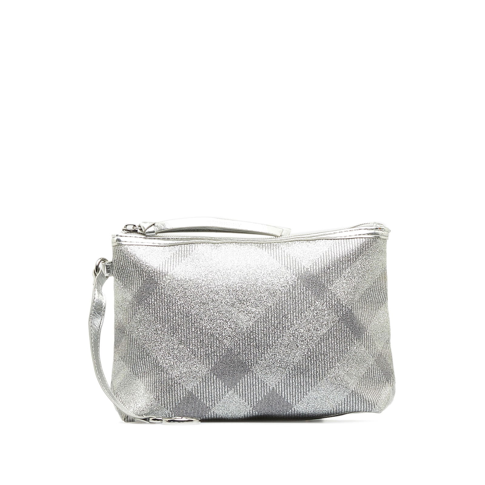 Burberry Supernova Check Pouch: Burberry Supernova Check Pouch This pouch features a PVC body and a top zip closure. Brand: Burberry Model: Supernova Check Pouch Origin: United Kingdom Category: SLG Color: Silver Style: Material: Pl