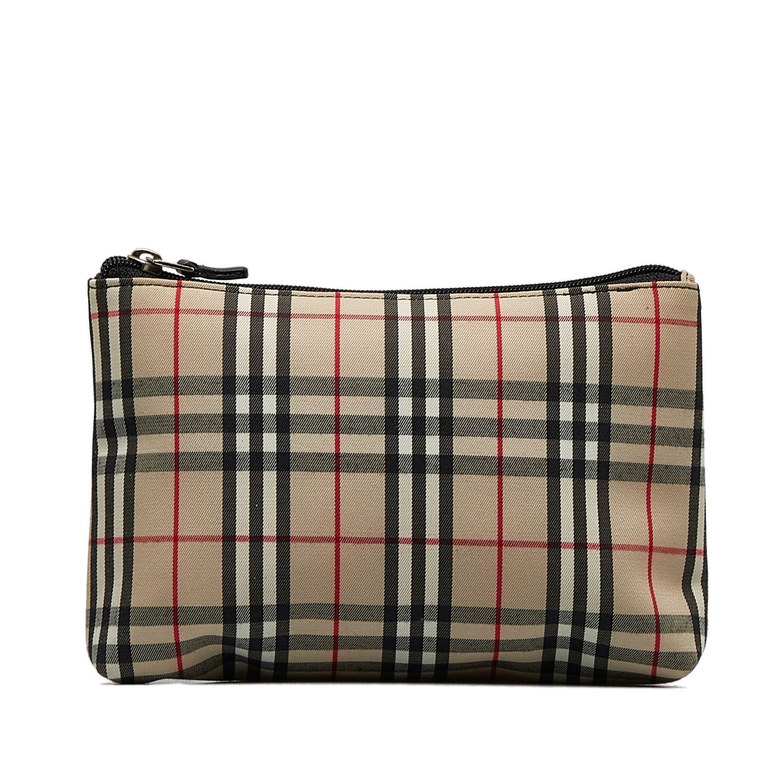 Burberry House Check Pouch: Burberry House Check Pouch This pouch features a plaid canvas body top zip closure and interior zip pocket. Brand: Burberry Model: House Check Pouch Origin: China Category: SLG Color: Brown Style: Mat