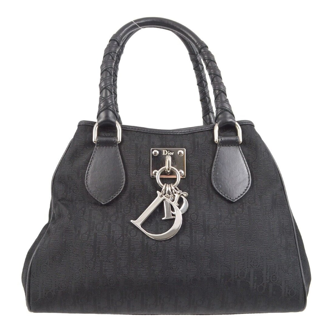Christian Dior Black Lovely Trotter Tote Handbag 08-BO-1017: Christian Dior Black Lovely Trotter Tote Handbag 08-BO-1017 Exterior Material: Canvas Style: Tote Exterior Color: Black Bag Width: 11 in Pattern: Trotter Bag Height: 8 in Occasion: Casual Handle/Strap